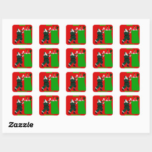 Santa and Gift Sack Red Stickers