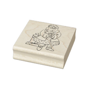 santa and gifts art stamp