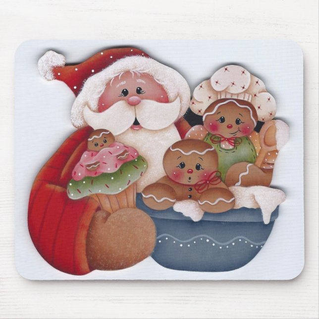 Santa and Gingerbread Baby Chef Bakers Mouse Pad (Front)