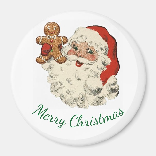 Santa And Gingerbread Man Magnet (Front)