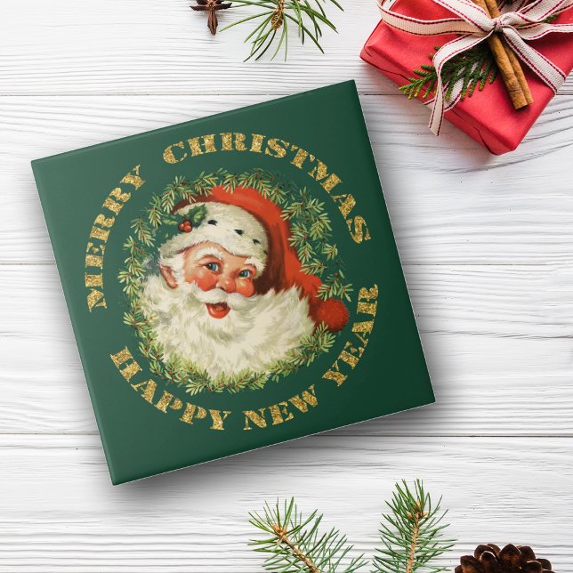 Santa and Green Pine Frame Tile (Creator Uploaded)