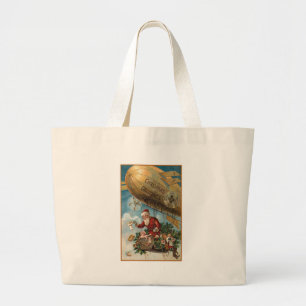 Santa and His Blimp Large Tote Bag