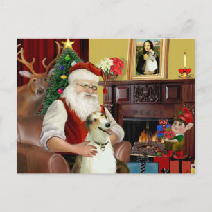 Santa and his Borzoi Holiday Postcard
