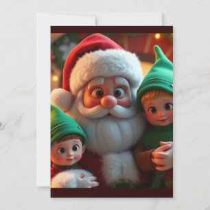 Santa and his elves holiday card