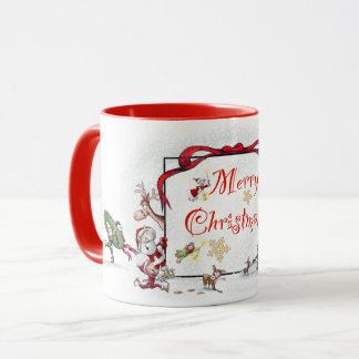 Santa and His Elves Merry Christmas Mug