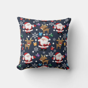 Santa And His Favourite Reindeer Pattern Cushion