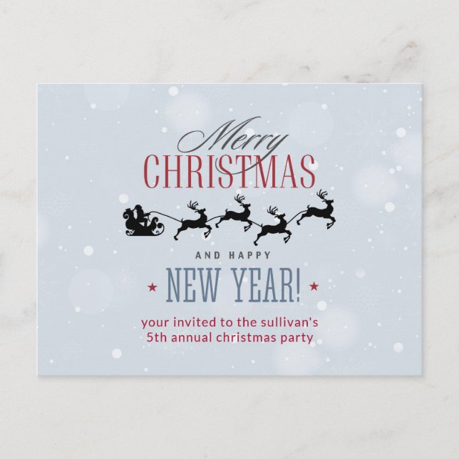 Santa and his Flying Reindeer Christmas Party Postcard (Front)