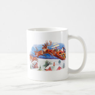 Santa and His Flying Reindeer Coffee Mug