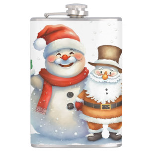 Santa and his Frosty Buddy Hip Flask