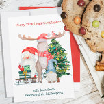 Santa and His Helpers Cute Personalised Kids Holiday Card<br><div class="desc">Personalised Christmas Card for kids .. from Santa and His Helpers (editable). The design features a cute illustration of Santa and his Helpers with a sledge of gifts, a gnome and decorated Christmas tree. The template is set up for you to customise all of the wording to suit. It is...</div>