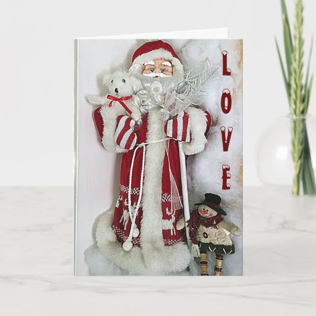 SANTA AND HIS LITTLE SNOWMAN LOVES "YOU" HOLIDAY CARD (Front)