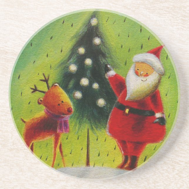 Santa and his Reindeer Coaster (Front)
