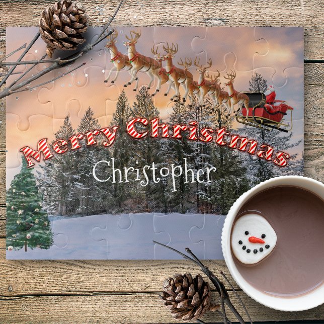 Santa and His Reindeer Personalised Jigsaw Puzzle (Creator Uploaded)