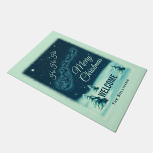 Santa and his Reindeers Christmas Night Sky Doormat