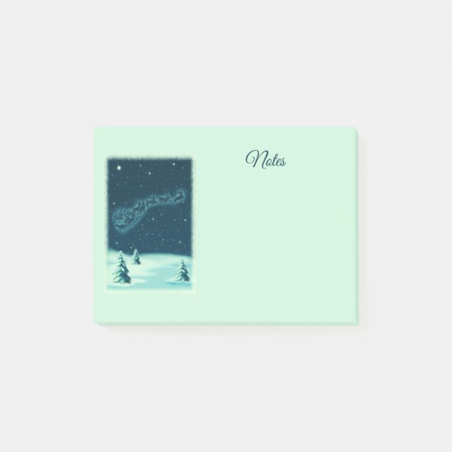 Santa and his Reindeers Christmas Night Sky Post-it Notes (Front)