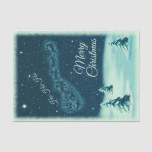 Santa and his Reindeers Christmas Night Sky Tissue Paper