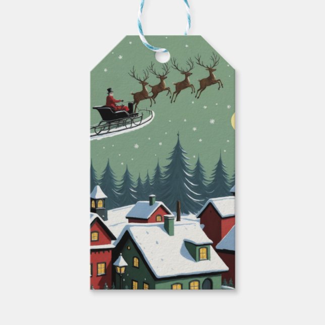 Santa and His Sleigh  Gift Tags (Front)