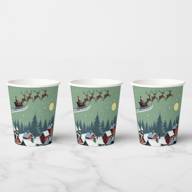 Santa and His Sleigh Paper Cups (Multi)