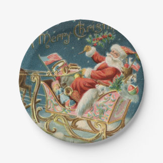 Santa And His Sleigh Small Paper Plate