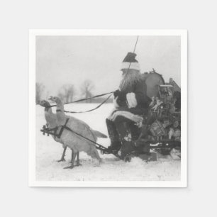 Santa and His Turkey Reindeer Napkin