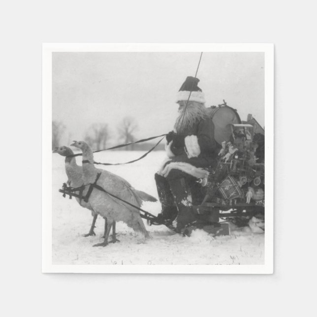 Santa and His Turkey Reindeer Napkin (Front)