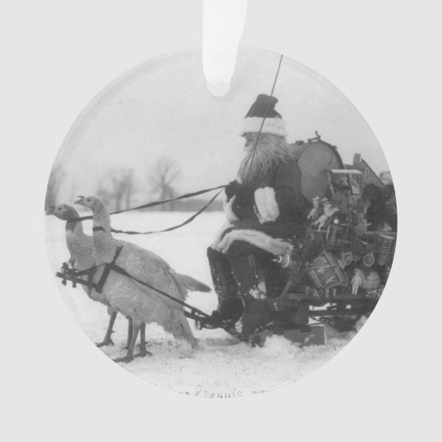 Santa and His Turkey Reindeer Ornament (Front)