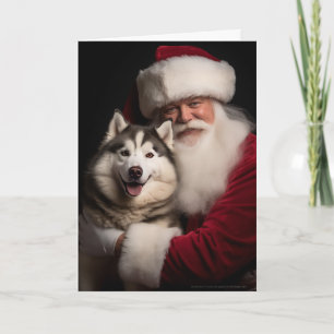 Santa and Husky Holiday Card