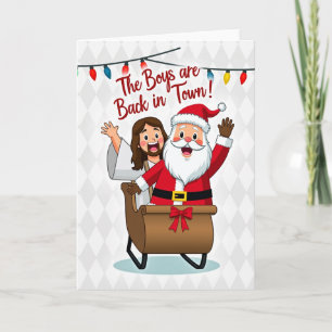 Santa And Jesus Back In Town Card
