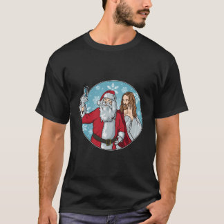 Santa And Jesus Selfie Funny Christmas T-Shirt