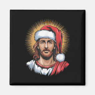 Santa And Jesus We Saw That Merry Christmas Funny Magnet
