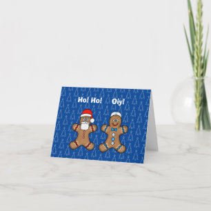 Santa and Jewish Gingerbread Man Chrismukkah Card