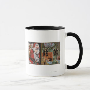 Santa and Kids looking up Chimney Mug