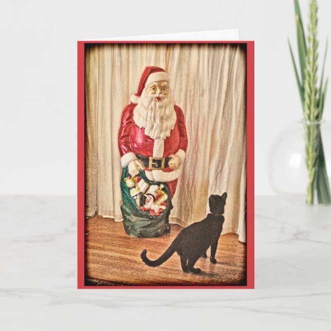 Santa and kitty holiday card (Front)