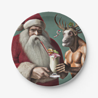 Santa and Krampus Christmas Plates