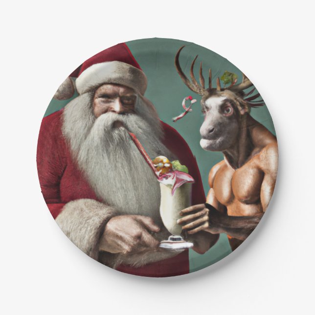 Santa and Krampus Christmas Plates (Front)