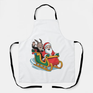 Santa and Krampus Evil Dark Christmas Horror Xmas Apron