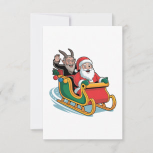Santa and Krampus Evil Dark Christmas Horror Xmas Thank You Card