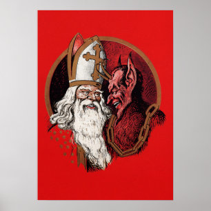 Santa and Krampus Poster