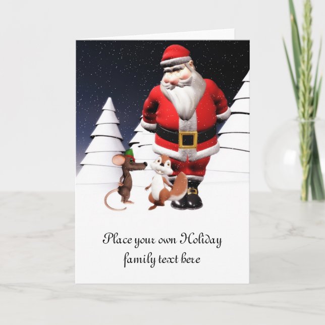 Santa and mouse Christmas Card (Front)