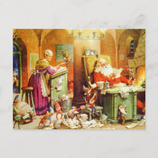 Santa And Mrs. Claus at the North Pole Holiday Postcard
