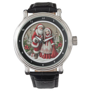 Santa and Mrs. Claus Christmas Scene Watch