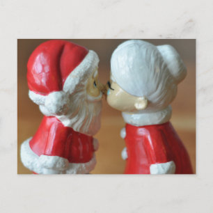 Santa and Mrs Claus, Kissing Clauses, Christmas Holiday Postcard