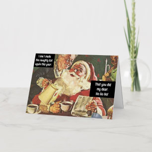 Santa and Mrs. Claus Naughty & Nice Vintage Funny Foil Greeting Card