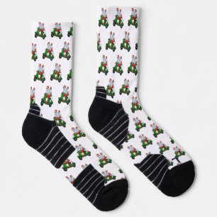 Santa and Mrs. Claus riding a scooter Socks