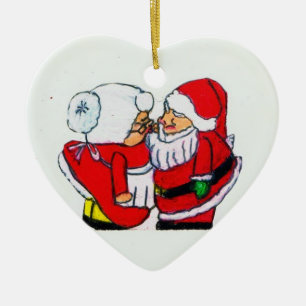 SANTA AND MRS. CLAUSE CHRISTMAS KISS ornament