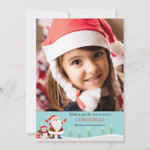 Santa and Penguin Photo Holiday Card