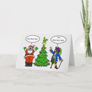 Santa and Pirate Funny Ho! Ho! Ho! Christmas Card