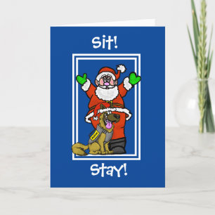 Santa And Police Dog Christmas Card