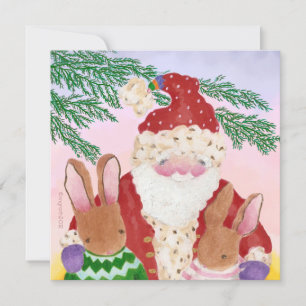 Santa and rabbits photo card