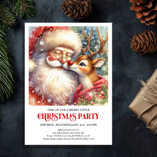 Santa and Red Nose Rudolph Christmas Party Invite
